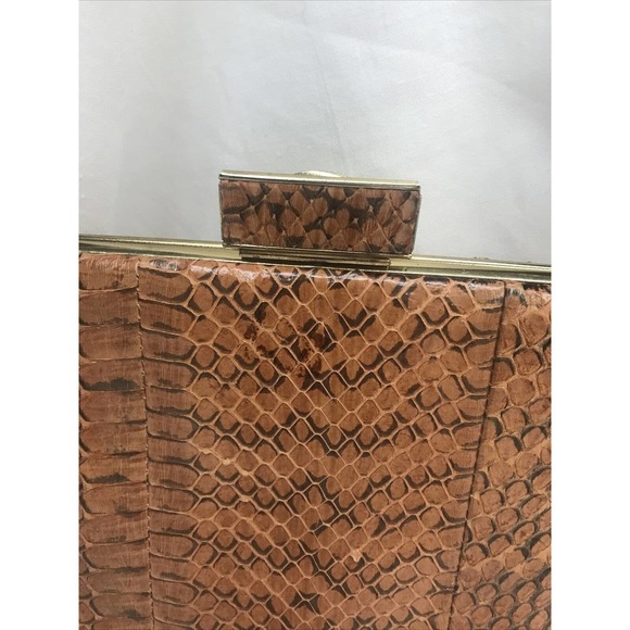 Vintage Handbag Faux Snakeskin 1940 Caramel Color Fashionable - Picture 2 of 13